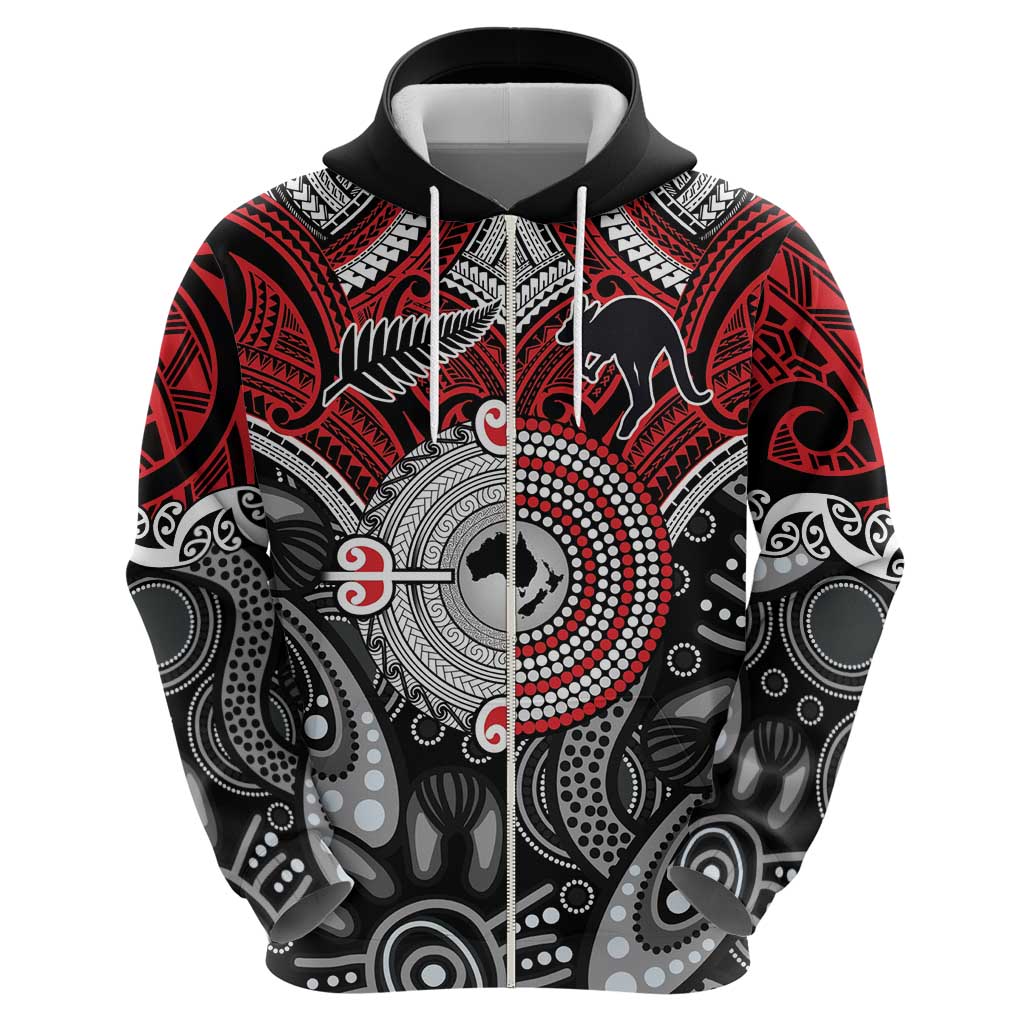 Aotearoa and Australia Zip Hoodie New Zealand Honour The Treaty Ake!Ake!Ake! LT9 - Polynesian Pride