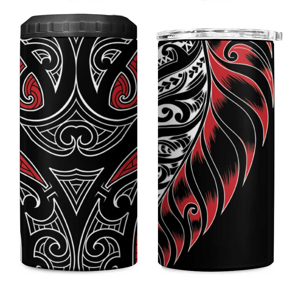 Koru Fern New Zealand 4 in 1 Can Cooler Tumbler Maori Tribal Pattern LT9 One Size: 16 oz Red - Polynesian Pride