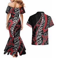 Koru Fern New Zealand Couples Matching Mermaid Dress and Hawaiian Shirt Maori Tribal Pattern LT9 - Polynesian Pride