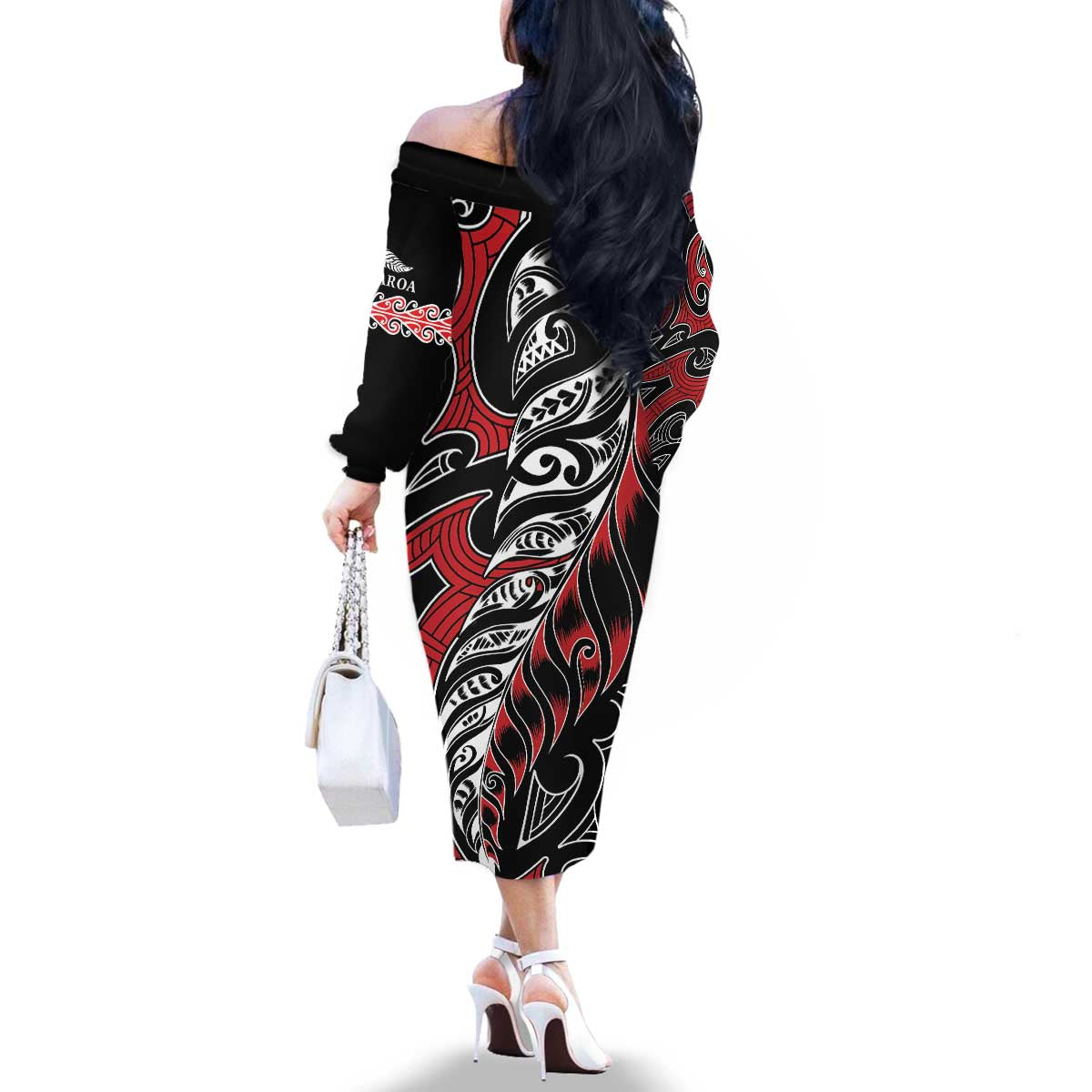 Koru Fern New Zealand Family Matching Off The Shoulder Long Sleeve Dress and Hawaiian Shirt Maori Tribal Pattern LT9 - Polynesian Pride