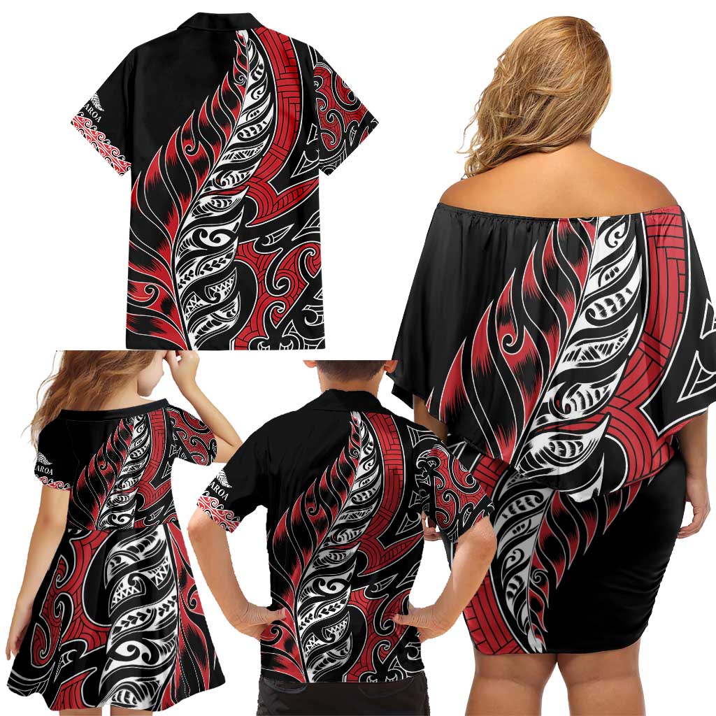 Koru Fern New Zealand Family Matching Off Shoulder Short Dress and Hawaiian Shirt Maori Tribal Pattern LT9 - Polynesian Pride