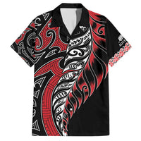 Koru Fern New Zealand Family Matching Off Shoulder Short Dress and Hawaiian Shirt Maori Tribal Pattern LT9 Dad's Shirt - Short Sleeve Red - Polynesian Pride