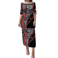 Koru Fern New Zealand Family Matching Puletasi and Hawaiian Shirt Maori Tribal Pattern LT9 Mom's Dress Red - Polynesian Pride