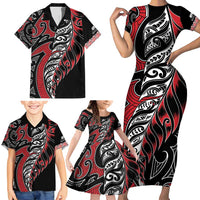 Koru Fern New Zealand Family Matching Short Sleeve Bodycon Dress and Hawaiian Shirt Maori Tribal Pattern LT9 - Polynesian Pride