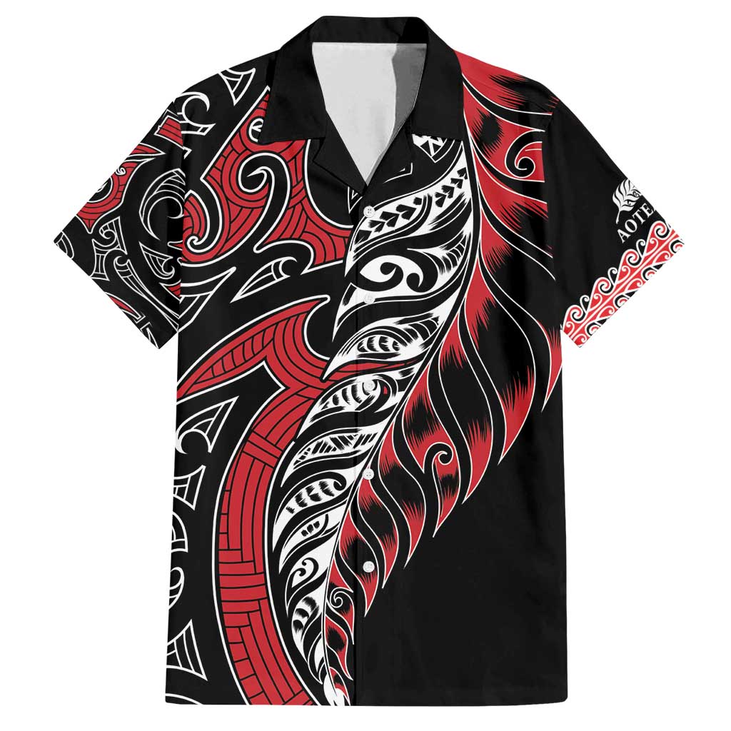 Koru Fern New Zealand Family Matching Tank Maxi Dress and Hawaiian Shirt Maori Tribal Pattern LT9 Dad's Shirt - Short Sleeve Red - Polynesian Pride