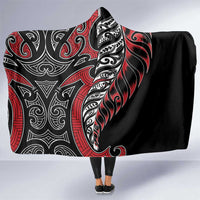 Koru Fern New Zealand Hooded Blanket Maori Tribal Pattern LT9 One Size Red - Polynesian Pride