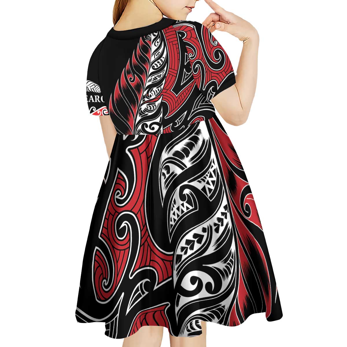 Koru Fern New Zealand Kid Short Sleeve Dress Maori Tribal Pattern LT9 - Polynesian Pride