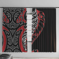Koru Fern New Zealand Window Curtain Maori Tribal Pattern LT9 With Hooks Red - Polynesian Pride