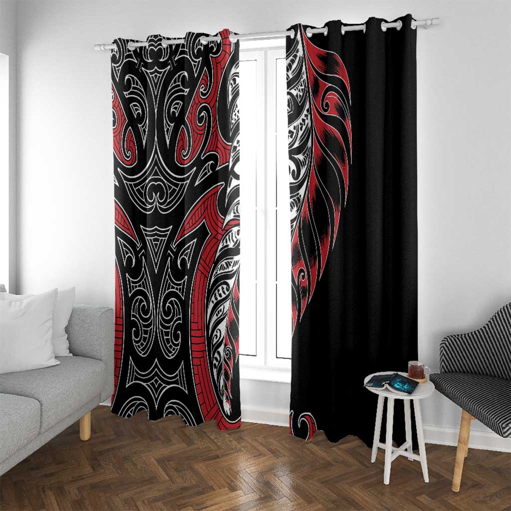 Koru Fern New Zealand Window Curtain Maori Tribal Pattern LT9 With Grommets Red - Polynesian Pride