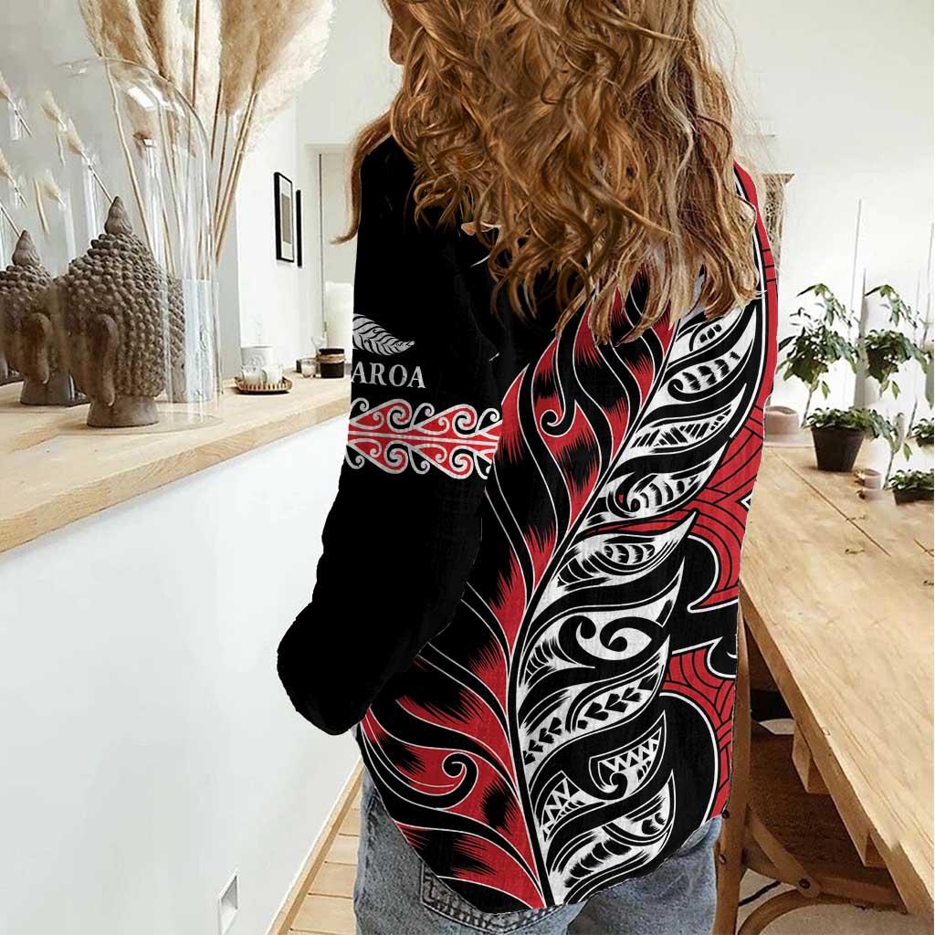 Koru Fern New Zealand Women Casual Shirt Maori Tribal Pattern