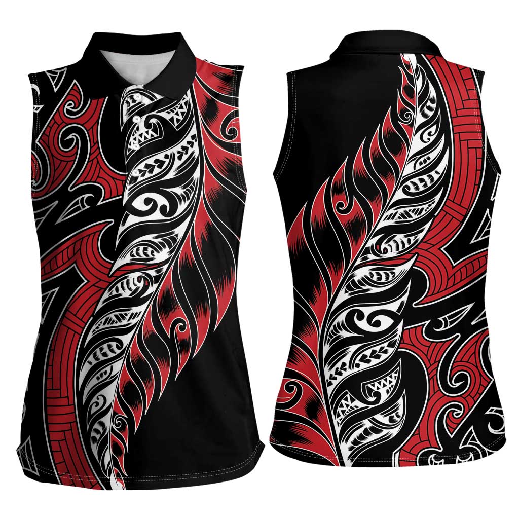 Koru Fern New Zealand Women Sleeveless Polo Shirt Maori Tribal Pattern LT9 - Polynesian Pride