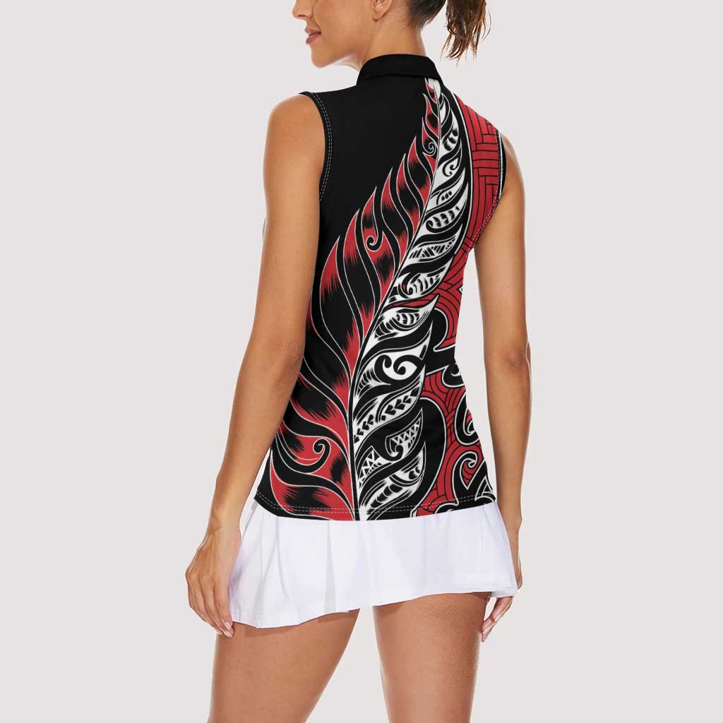 Koru Fern New Zealand Women Sleeveless Polo Shirt Maori Tribal Pattern LT9 - Polynesian Pride