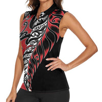 Koru Fern New Zealand Women Sleeveless Polo Shirt Maori Tribal Pattern LT9 - Polynesian Pride