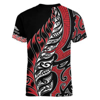 Koru Fern New Zealand Women V-Neck T-Shirt Maori Tribal Pattern LT9 - Polynesian Pride