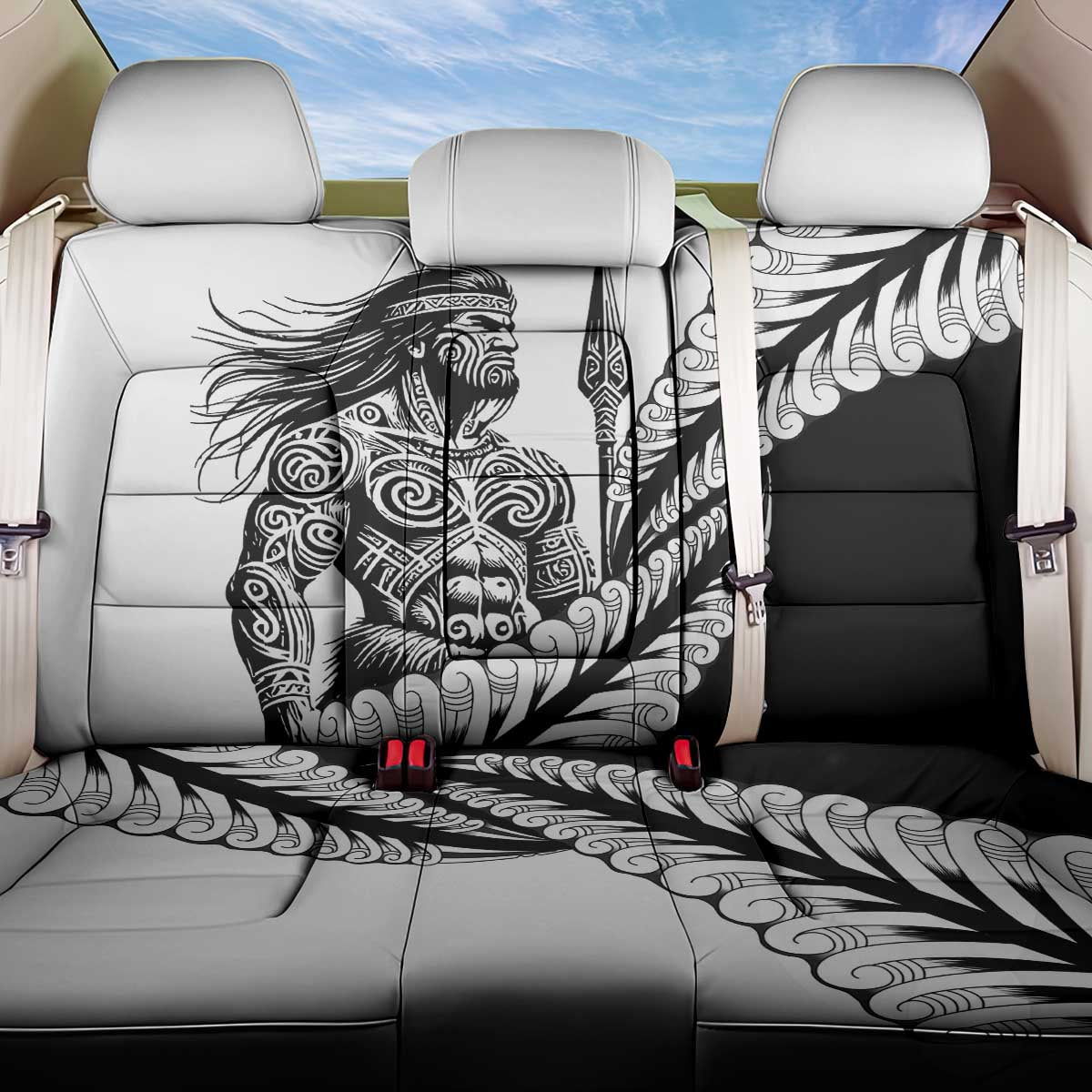 Koru Fern New Zealand Maori Tribal Warrior Back Car Seat Cover LT9 One Size Black - Polynesian Pride