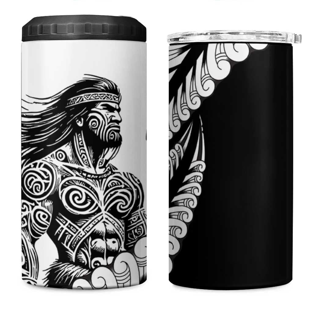 Koru Fern New Zealand Maori Tribal Warrior 4 in 1 Can Cooler Tumbler LT9 One Size: 16 oz Black - Polynesian Pride