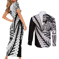 Koru Fern New Zealand Maori Tribal Warrior Couples Matching Short Sleeve Bodycon Dress and Long Sleeve Button Shirt LT9 - Polynesian Pride