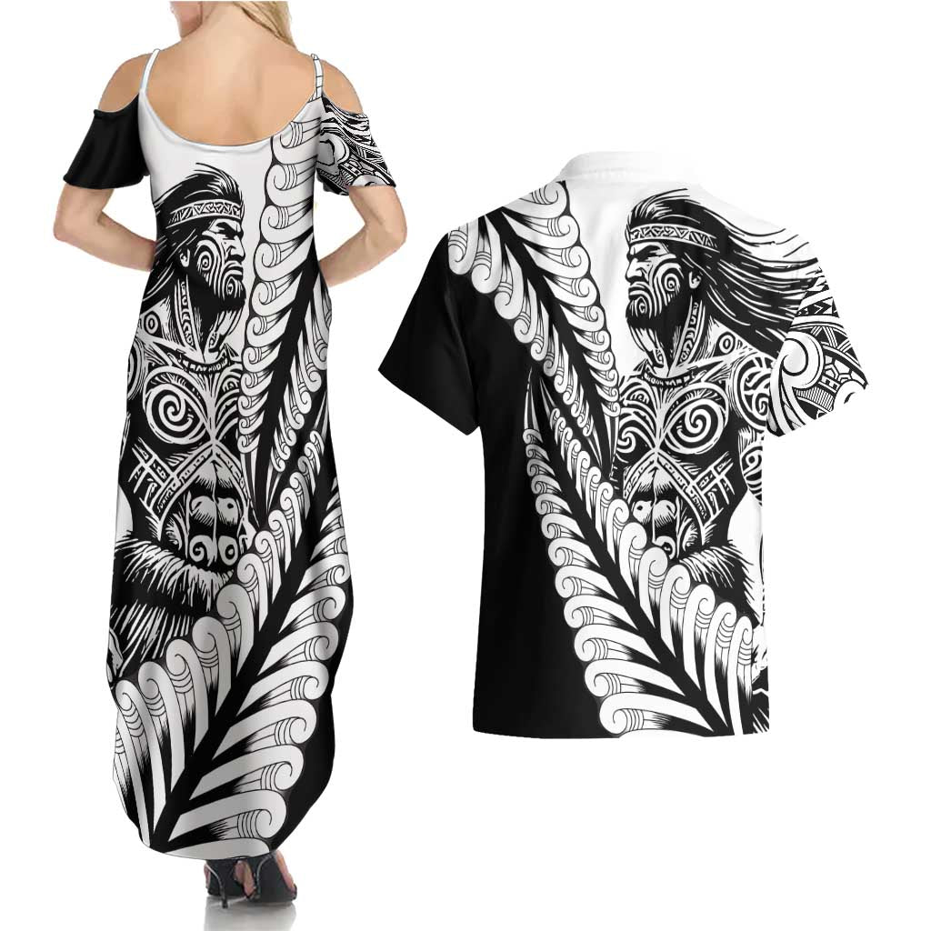 Koru Fern New Zealand Maori Tribal Warrior Couples Matching Summer Maxi Dress and Hawaiian Shirt LT9 - Polynesian Pride