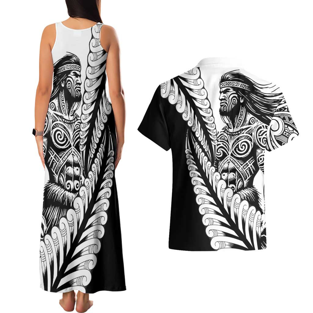 Koru Fern New Zealand Maori Tribal Warrior Couples Matching Tank Maxi Dress and Hawaiian Shirt LT9 - Polynesian Pride