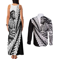 Koru Fern New Zealand Maori Tribal Warrior Couples Matching Tank Maxi Dress and Long Sleeve Button Shirt LT9 - Polynesian Pride