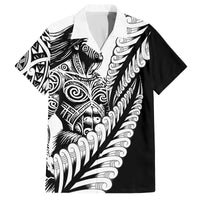 Koru Fern New Zealand Maori Tribal Warrior Family Matching Off The Shoulder Long Sleeve Dress and Hawaiian Shirt LT9 Dad's Shirt - Short Sleeve Black - Polynesian Pride