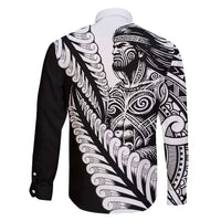 Koru Fern New Zealand Maori Tribal Warrior Family Matching Off The Shoulder Long Sleeve Dress and Hawaiian Shirt LT9 - Polynesian Pride