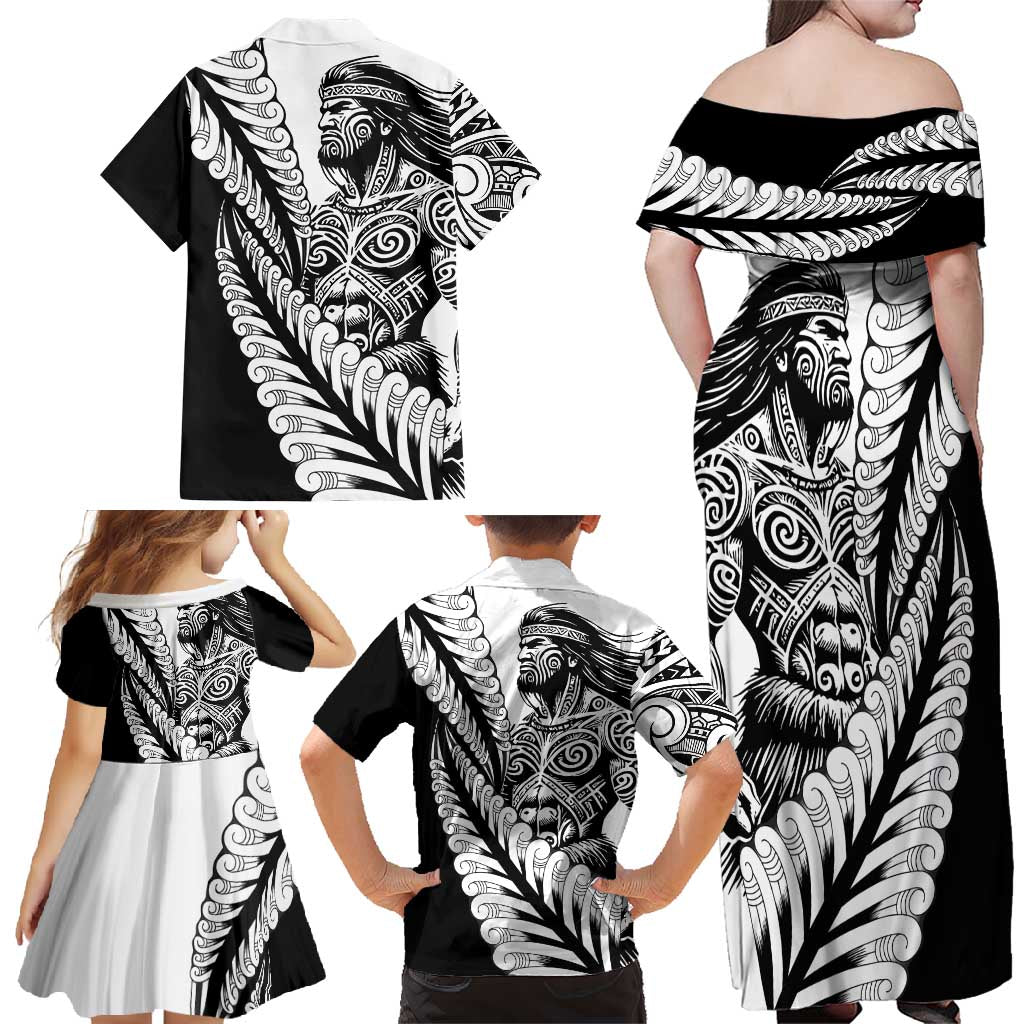 Koru Fern New Zealand Maori Tribal Warrior Family Matching Off Shoulder Maxi Dress and Hawaiian Shirt LT9 - Polynesian Pride