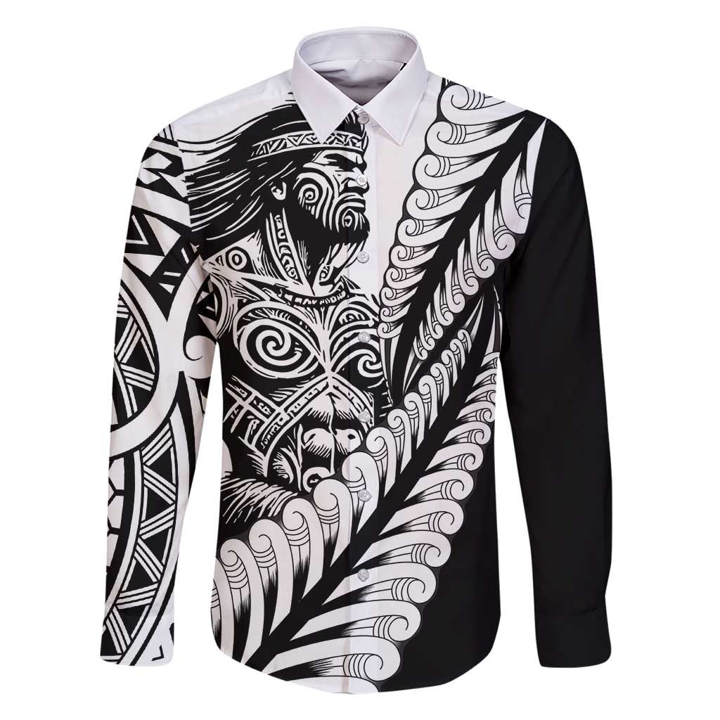 Koru Fern New Zealand Maori Tribal Warrior Family Matching Summer Maxi Dress and Hawaiian Shirt LT9 Dad's Shirt - Long Sleeve Black - Polynesian Pride