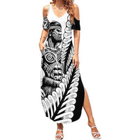 Koru Fern New Zealand Maori Tribal Warrior Family Matching Summer Maxi Dress and Hawaiian Shirt LT9 Mom's Dress Black - Polynesian Pride