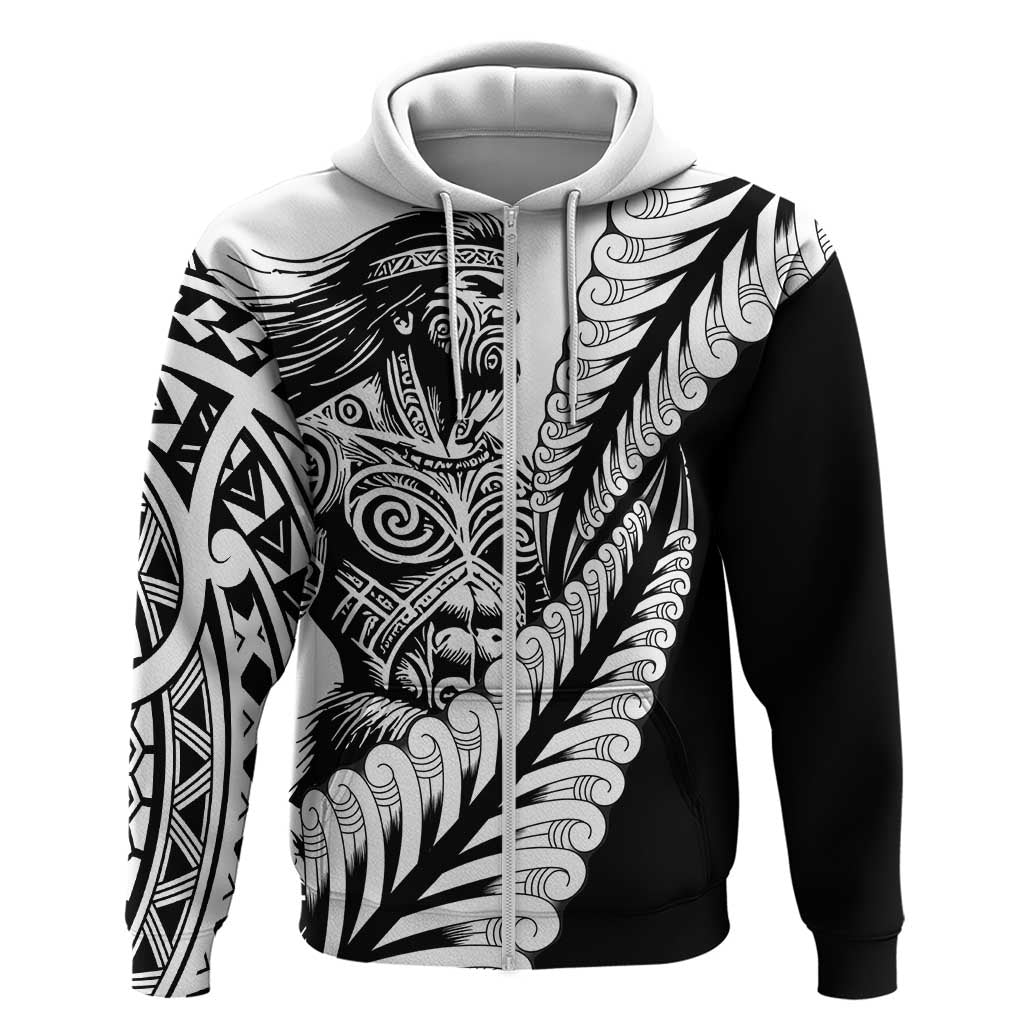 Koru Fern New Zealand Maori Tribal Warrior Hoodie LT9 Zip Hoodie Black - Polynesian Pride