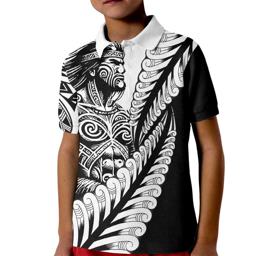 Koru Fern New Zealand Maori Tribal Warrior Kid Polo Shirt LT9 Kid Black - Polynesian Pride