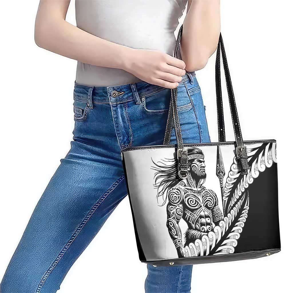 Koru Fern New Zealand Maori Tribal Warrior Leather Tote Bag LT9 - Polynesian Pride