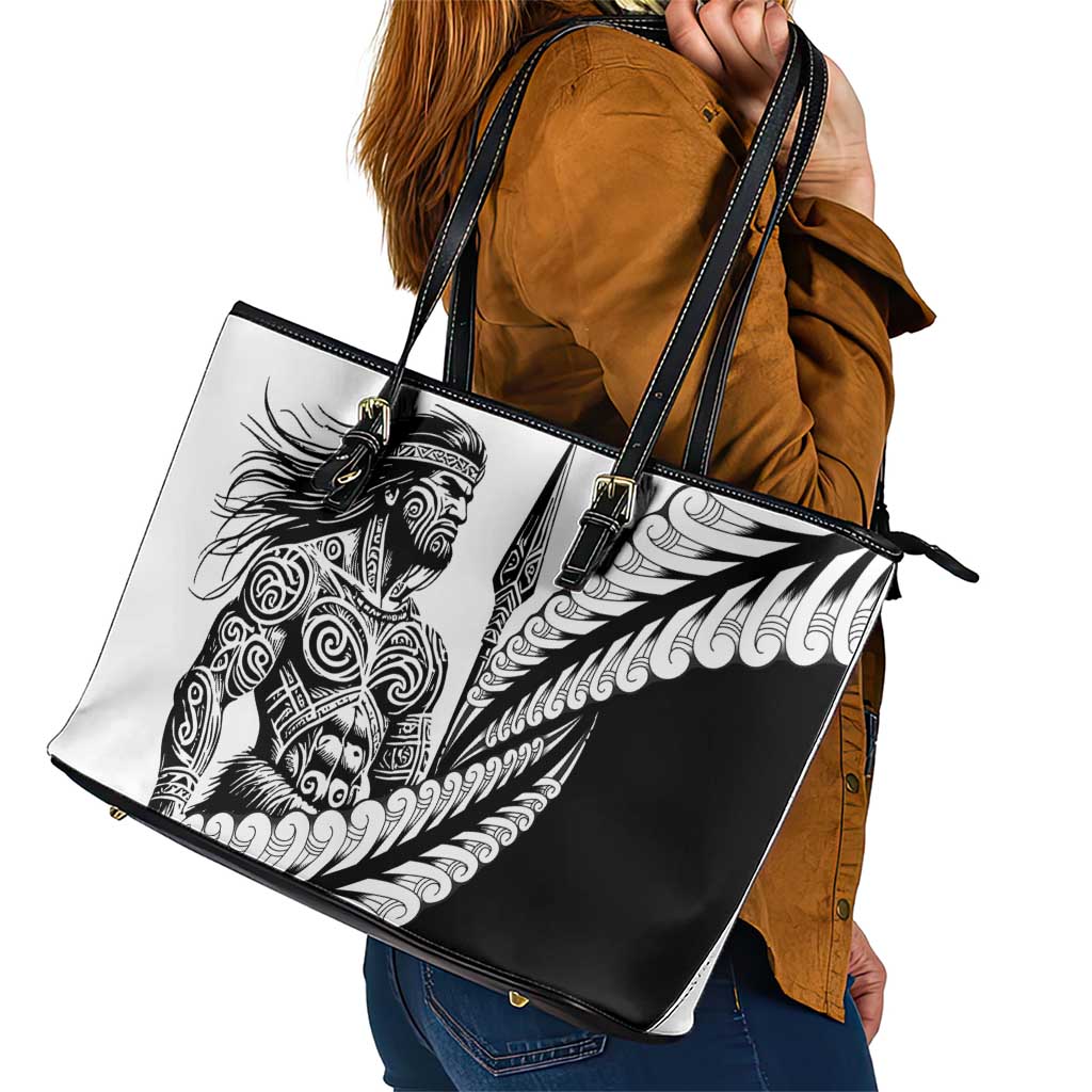 Koru Fern New Zealand Maori Tribal Warrior Leather Tote Bag LT9 - Polynesian Pride