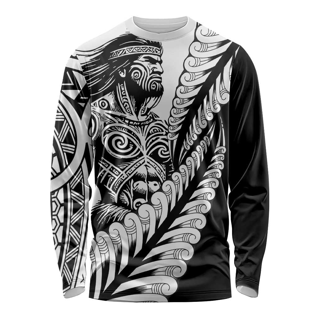 Koru Fern New Zealand Maori Tribal Warrior Long Sleeve Shirt LT9 Unisex Black - Polynesian Pride
