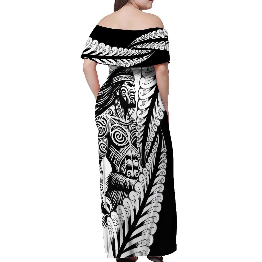 Koru Fern New Zealand Maori Tribal Warrior Off Shoulder Maxi Dress LT9 - Polynesian Pride