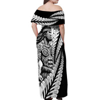 Koru Fern New Zealand Maori Tribal Warrior Off Shoulder Maxi Dress LT9 - Polynesian Pride