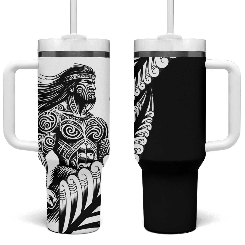 Koru Fern New Zealand Maori Tribal Warrior Tumbler With Handle LT9 One Size: 40 oz Black - Polynesian Pride