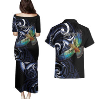 New Zealand Kea Bird Personalised Couples Matching Puletasi and Hawaiian Shirt Maori Tribal Koru Art LT9 - Polynesian Pride