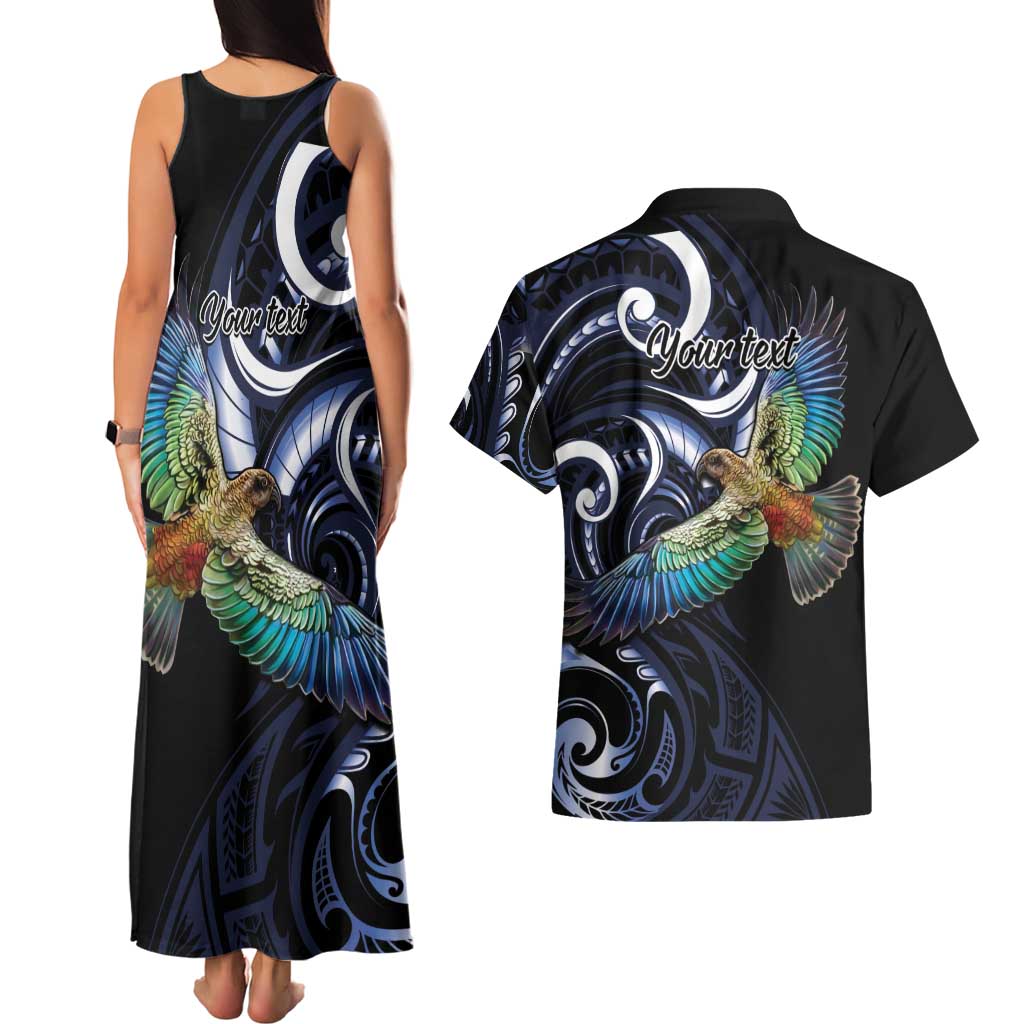 New Zealand Kea Bird Personalised Couples Matching Tank Maxi Dress and Hawaiian Shirt Maori Tribal Koru Art LT9 - Polynesian Pride