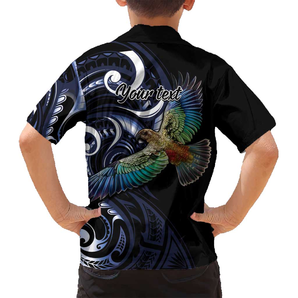 New Zealand Kea Bird Personalised Family Matching Off Shoulder Short Dress and Hawaiian Shirt Maori Tribal Koru Art LT9 - Polynesian Pride