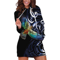 New Zealand Kea Bird Personalised Hoodie Dress Maori Tribal Koru Art LT9 Blue - Polynesian Pride