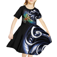 New Zealand Kea Bird Personalised Kid Short Sleeve Dress Maori Tribal Koru Art LT9 - Polynesian Pride