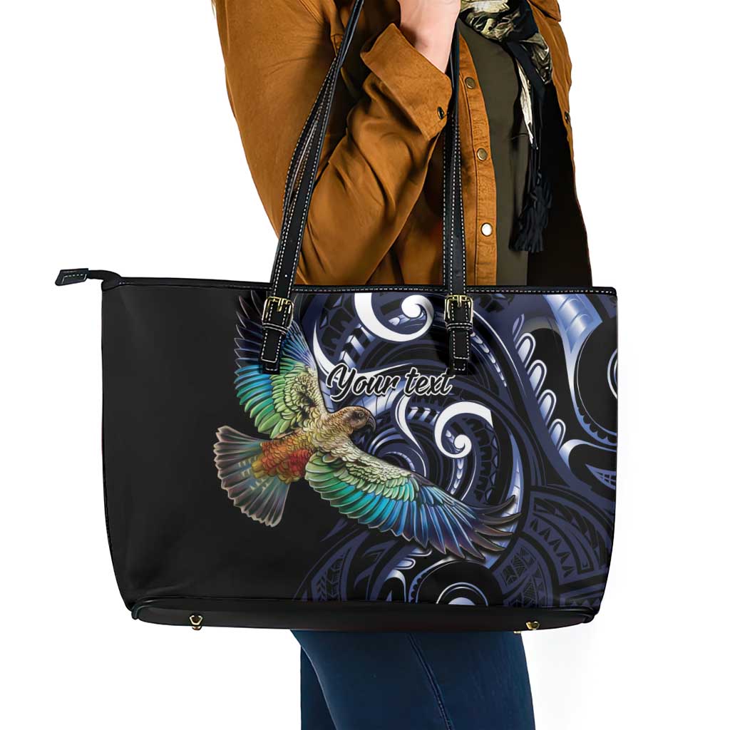 New Zealand Kea Bird Personalised Leather Tote Bag Maori Tribal Koru Art LT9 - Polynesian Pride