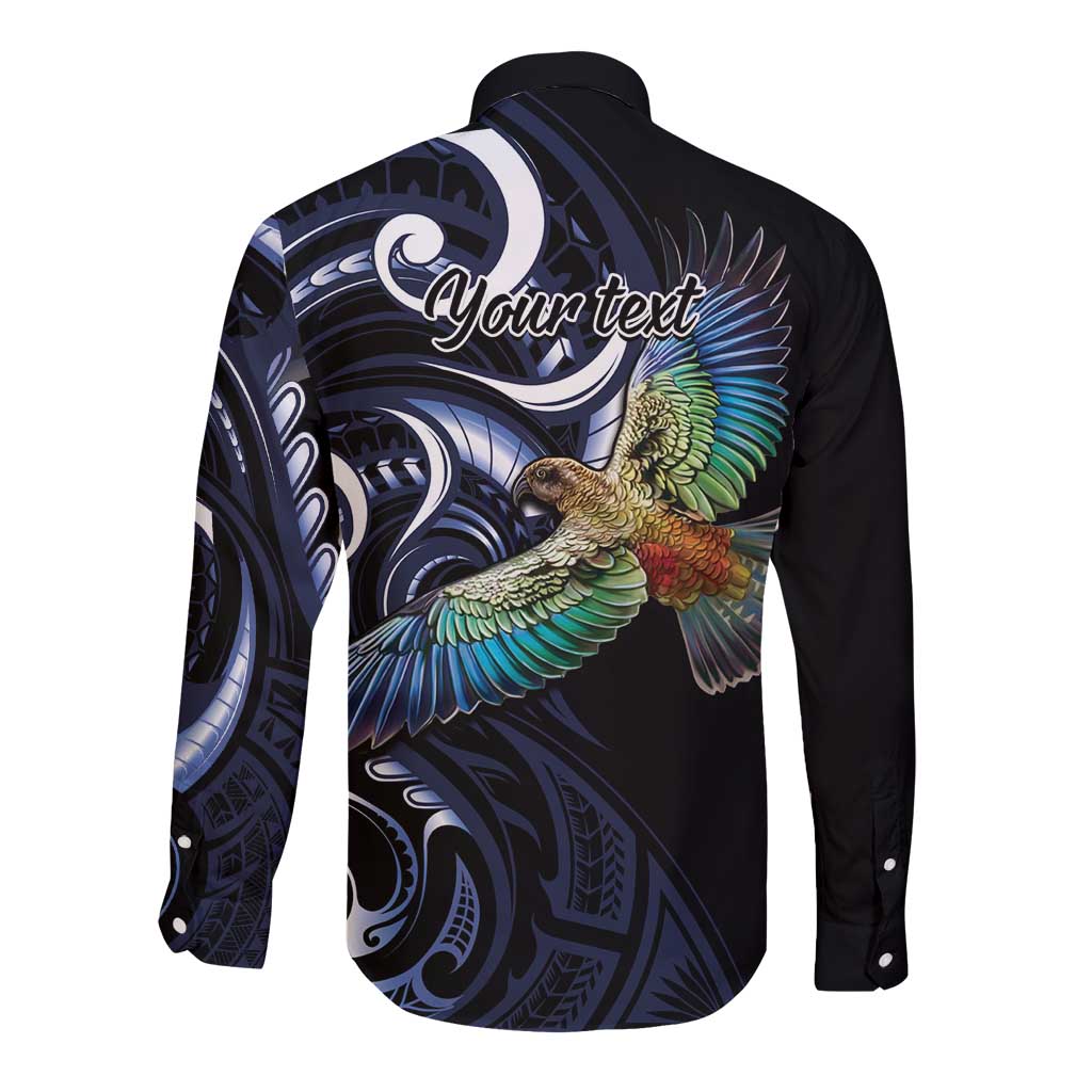 New Zealand Kea Bird Personalised Long Sleeve Button Shirt Maori Tribal Koru Art LT9 - Polynesian Pride