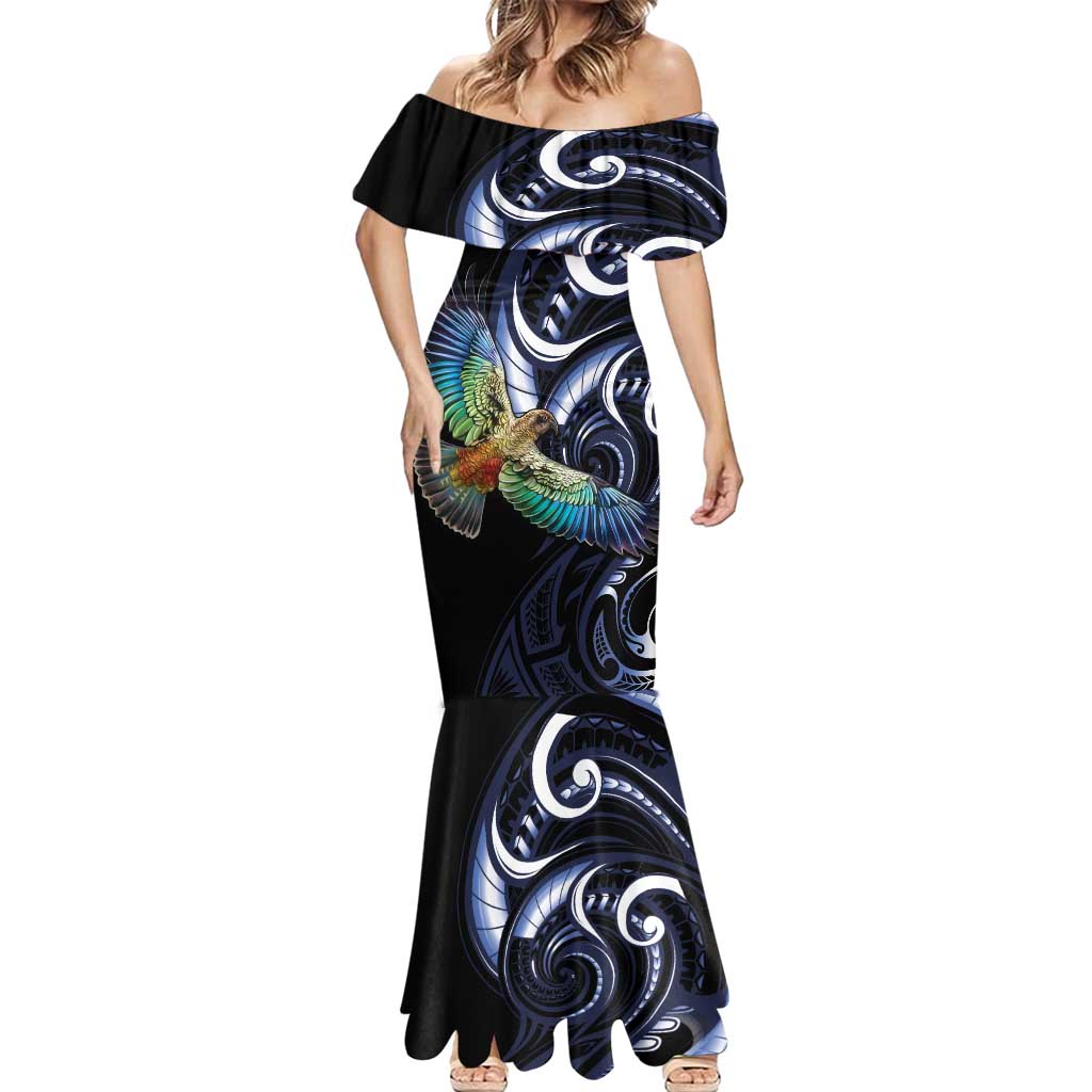 New Zealand Kea Bird Personalised Mermaid Dress Maori Tribal Koru Art LT9 - Polynesian Pride