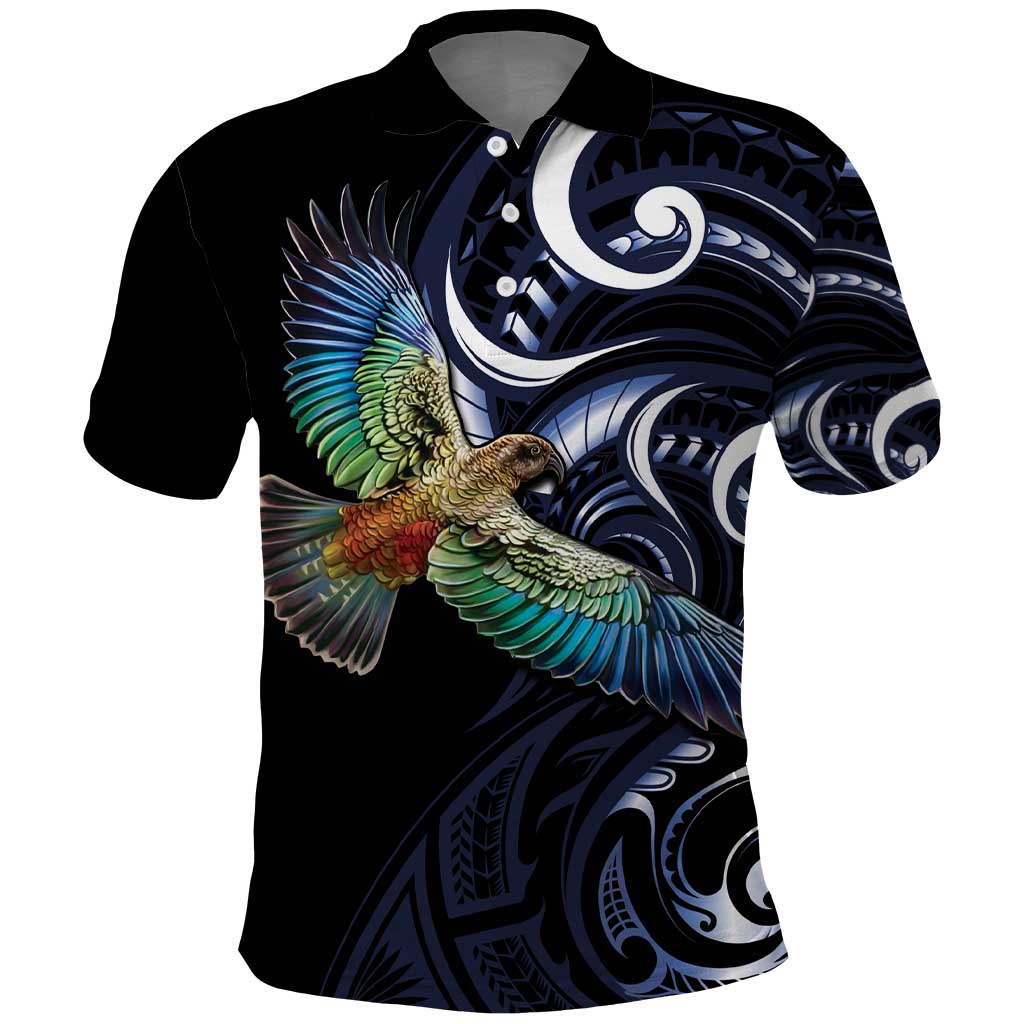 New Zealand Kea Bird Personalised Polo Shirt Maori Tribal Koru Art LT9 Blue - Polynesian Pride