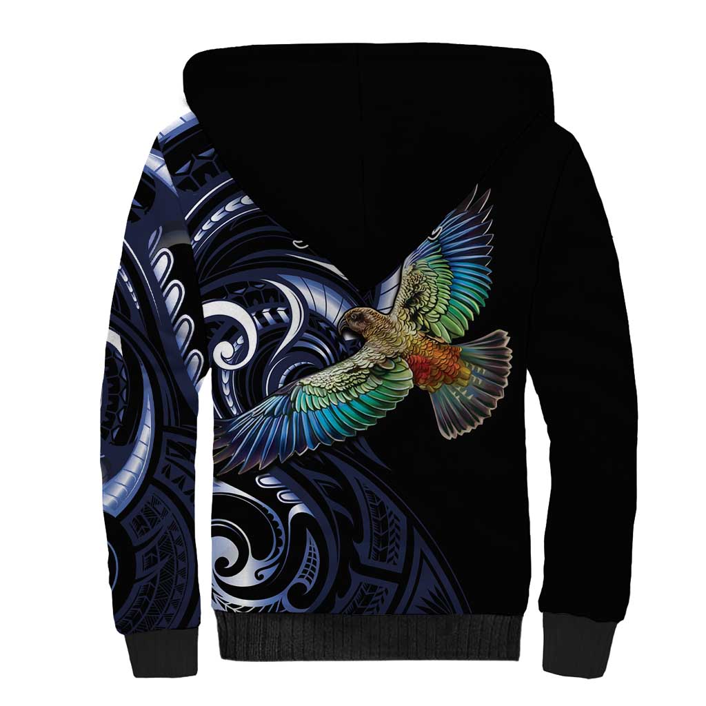 New Zealand Kea Bird Personalised Sherpa Hoodie Maori Tribal Koru Art LT9 - Polynesian Pride