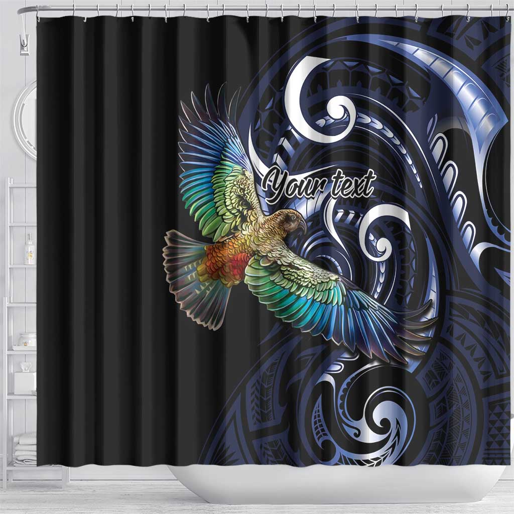 New Zealand Kea Bird Personalised Shower Curtain Maori Tribal Koru Art LT9 - Polynesian Pride