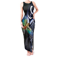 New Zealand Kea Bird Personalised Tank Maxi Dress Maori Tribal Koru Art LT9 Women Blue - Polynesian Pride