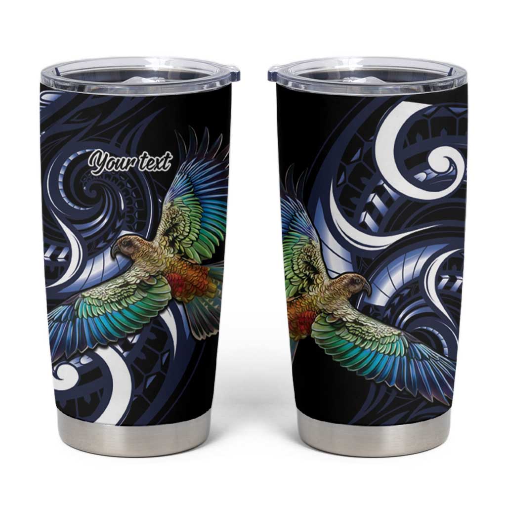 New Zealand Kea Bird Personalised Tumbler Cup Maori Tribal Koru Art LT9 Blue - Polynesian Pride